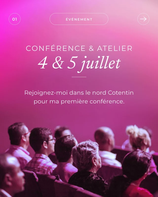 .
Prêt à plonger au cœur du processus de transformation intérieure ? Rejoignez-moi lors de ma première conférence et découvrez les étapes de ce chemin initiatique.

Si vous êtes de passage dans le nord Cotentin début juillet, je vous donne rendez-vous à la mairie de Montebourg pour une conférence sur le thème “Mourir de son vivant“, un processus initiatique qui touche au développement d’une conscience individuelle et à la transmutation de la matière. Cette conférence sera suivie le lendemain d’un atelier-soin qui vous permettra d’expérimenter les Baumes sonores et d’activer votre transformation intérieure.

Un merci chaleureux à l’association “le Message de l’albatros“ pour son invitation. ❤️

📌 Vendredi 4 juillet : Conférence à 20h30 - Mairie de Montebourg
📌 Samedi 5 juillet : Atelier-soin de 10h à 12h - Octeville l’Avenel
.
👉  Renseignements & inscriptions : lien en bio
.
.
#conference
#soincollectif
#tnso
#erinkann
#baumessonores