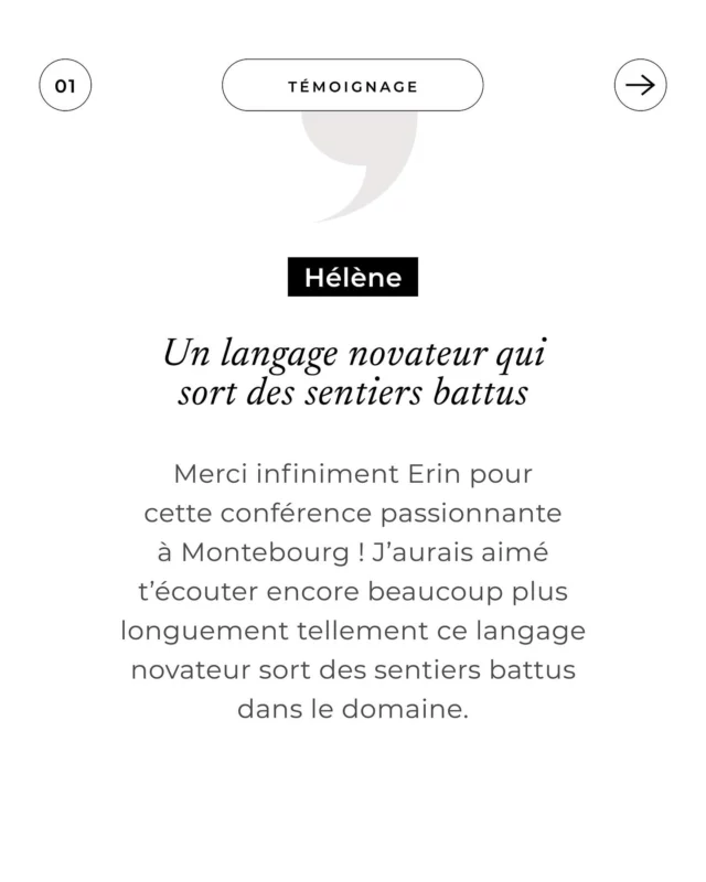 .
TÉMOIGNAGE d’Hélène, suite à la conférence/soin à Montebourg ⭐️

“Merci infiniment Erin pour cette conférence passionnante à Montebourg ! J’aurais aimé t’écouter encore beaucoup plus longuement tellement ce langage novateur sort des sentiers battus dans le domaine. Et quel cadeau que de vivre la diffusion ciblée de tes Baumes sonores ! Je peux témoigner que ça fait bien bouger les cellules (et tout le corps aussi dans mon cas d’ailleurs !), mais avec une douceur et des bienfaits incontestables. Merci merci merci !“

👉 Vous aussi, partagez votre expérience en envoyant votre témoignage à hello@tnso.me.

Belle journée et soyez vibrants ! 🌺
.
.
#temoignage
#conference
#tnso
#erinkann
#baumessonores